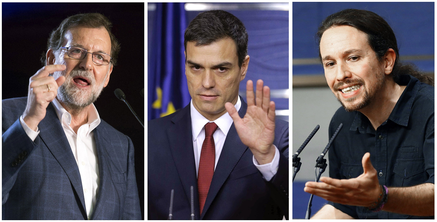 Mariano Rajoy, Pedro Sánchez y Pablo Iglesias