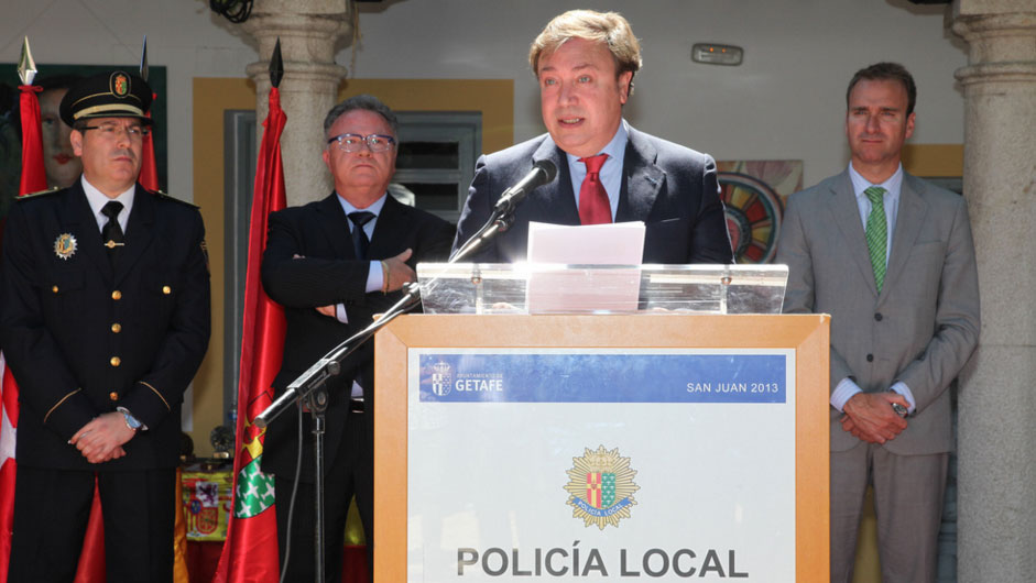 El diputado Juan Soler en una imagen de archivo durante un acto con la Policía Local de Getafe, cuando era alcalde de la localidad