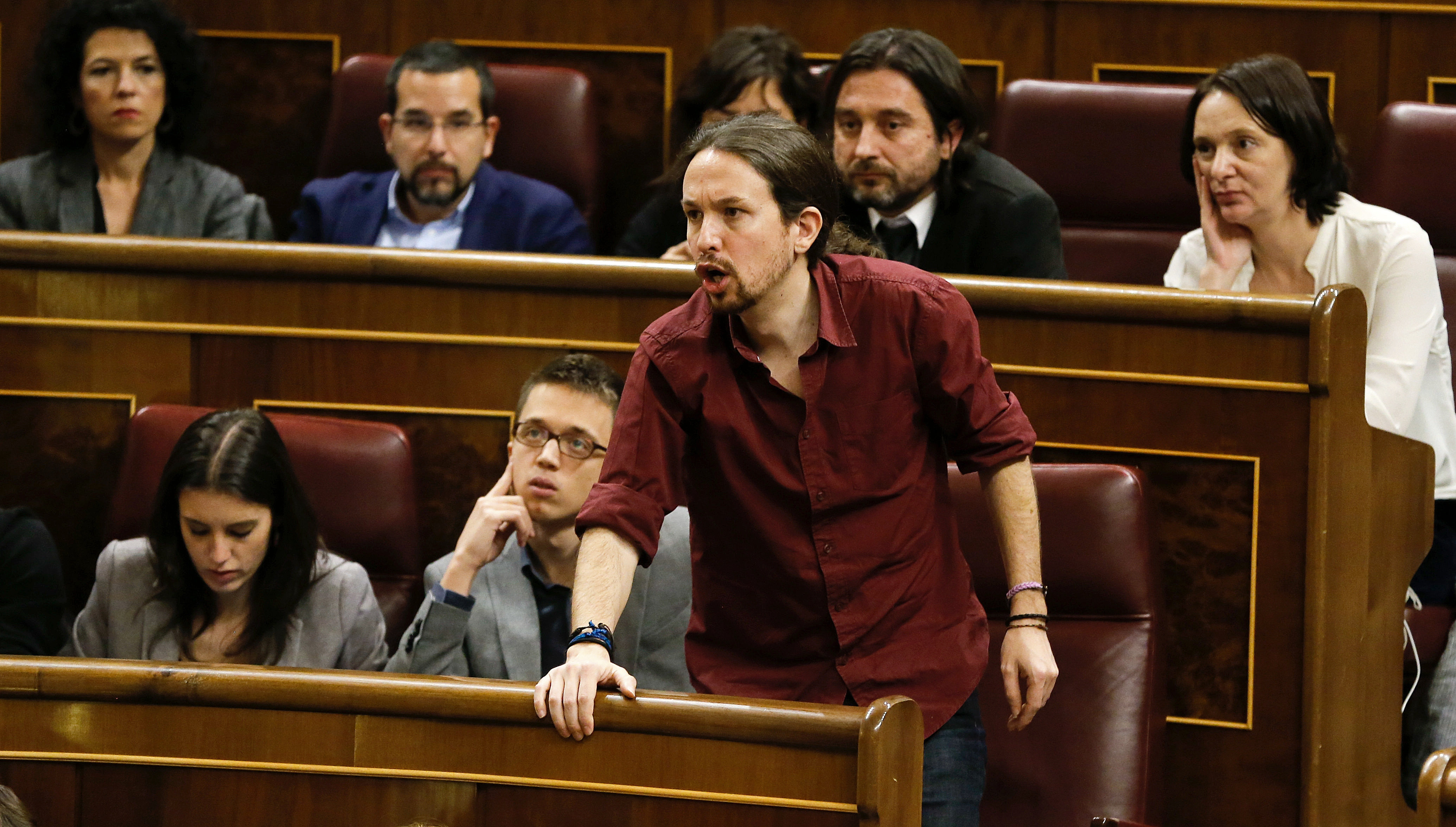 Pablo Iglesias durante la segunda votación de la investidura fallida de Sánchez en marzo. 