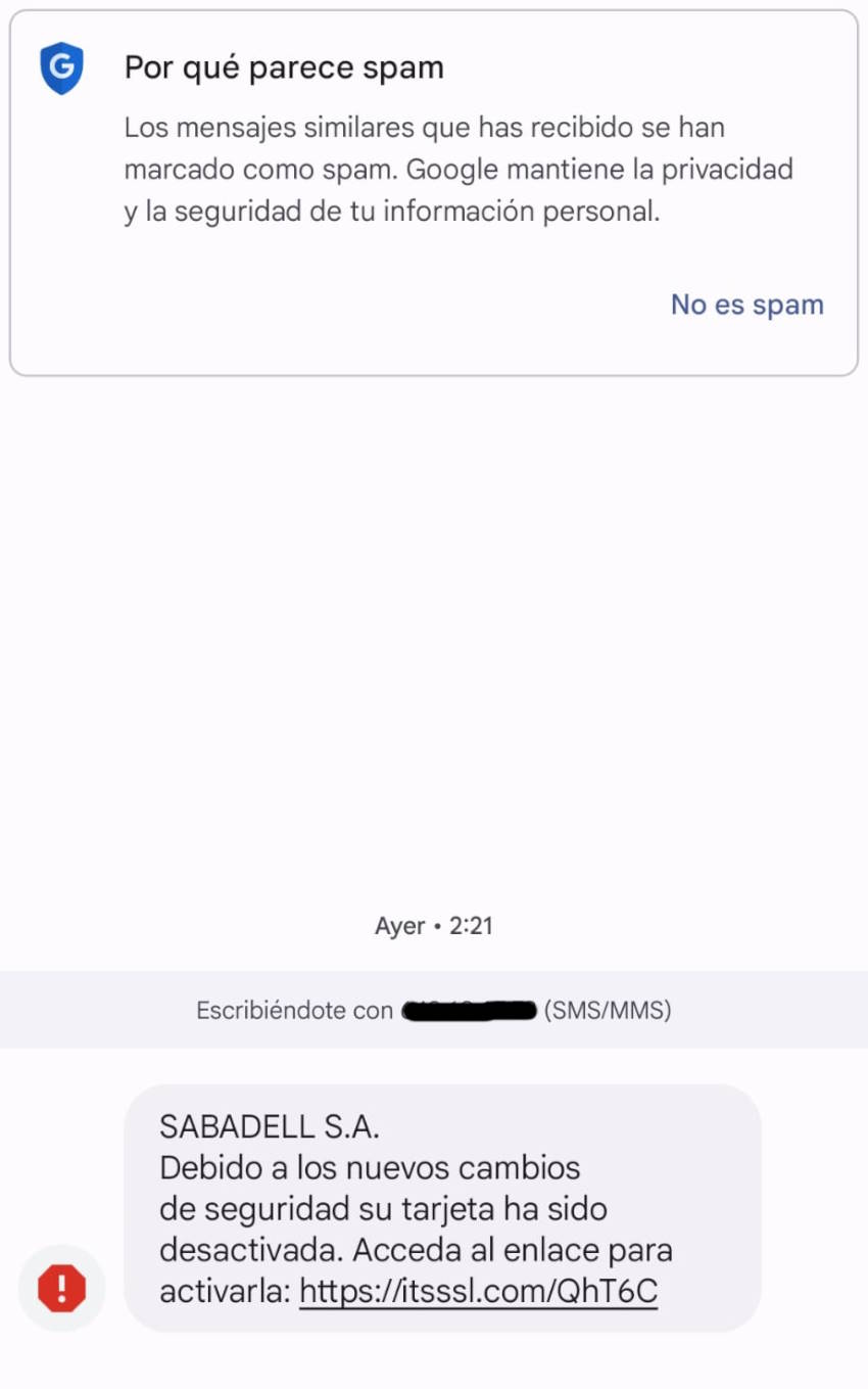 Mensaje de Banco Sabadell Mensaje de Banco Sabadell