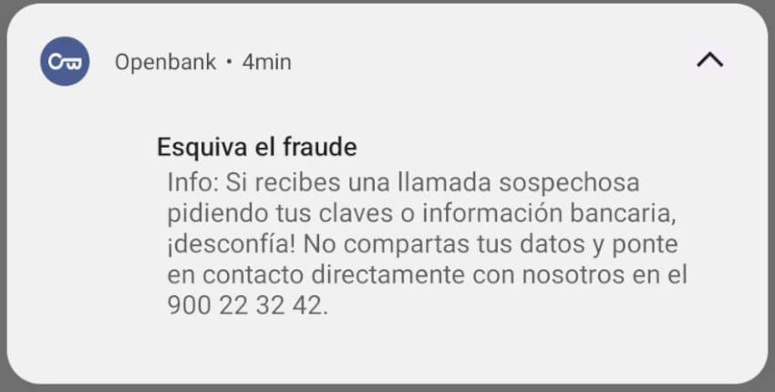 Mensaje de Openbank Mensaje de Openbank