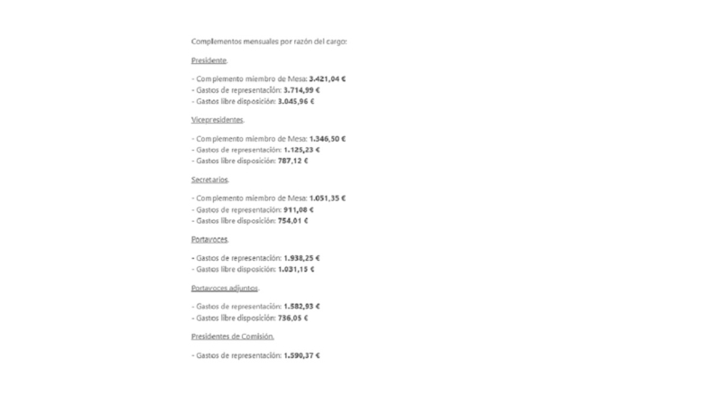 Captura del régimen económico de la Cámara, sueldos de los diputados. Congreso