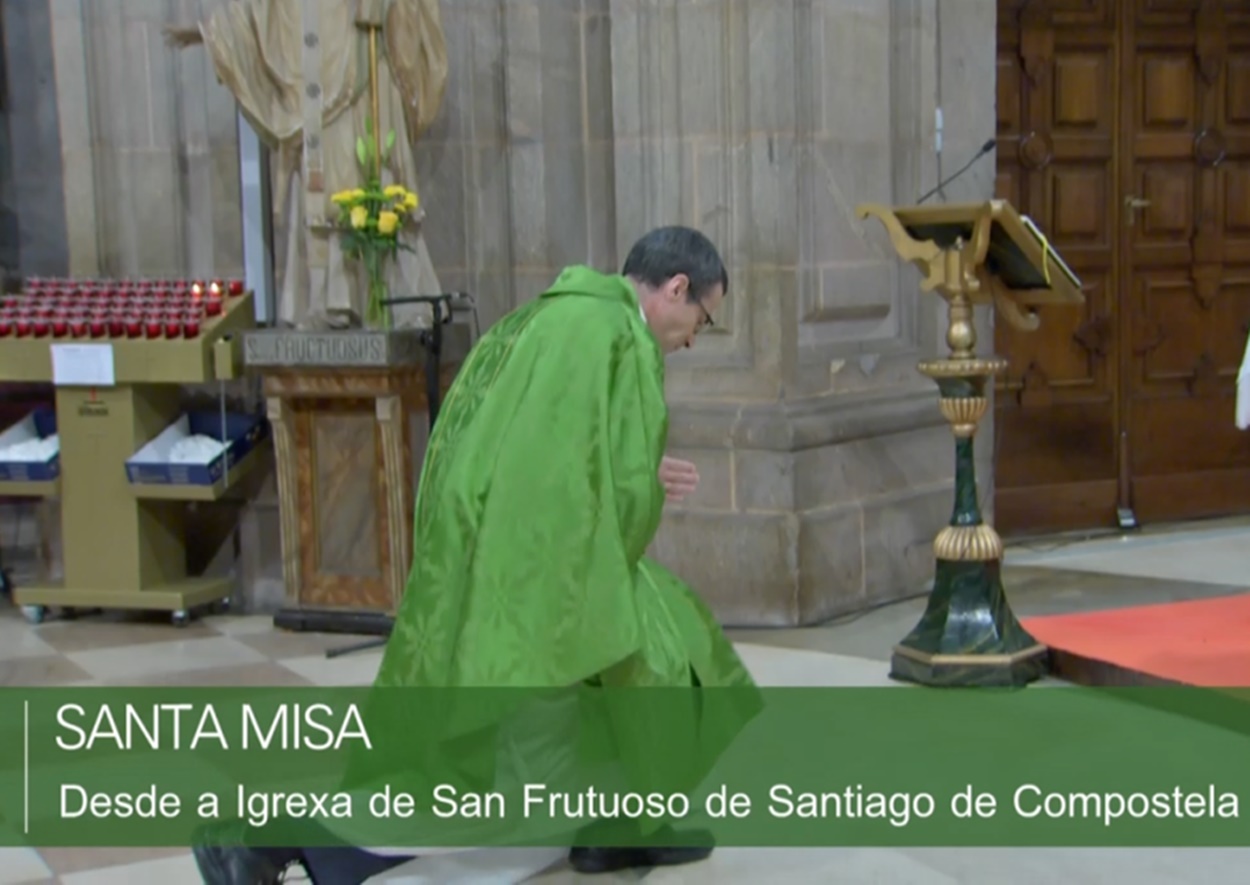 Imagen de la misa retransmitida este fin de semana en la Televisión de Galicia.