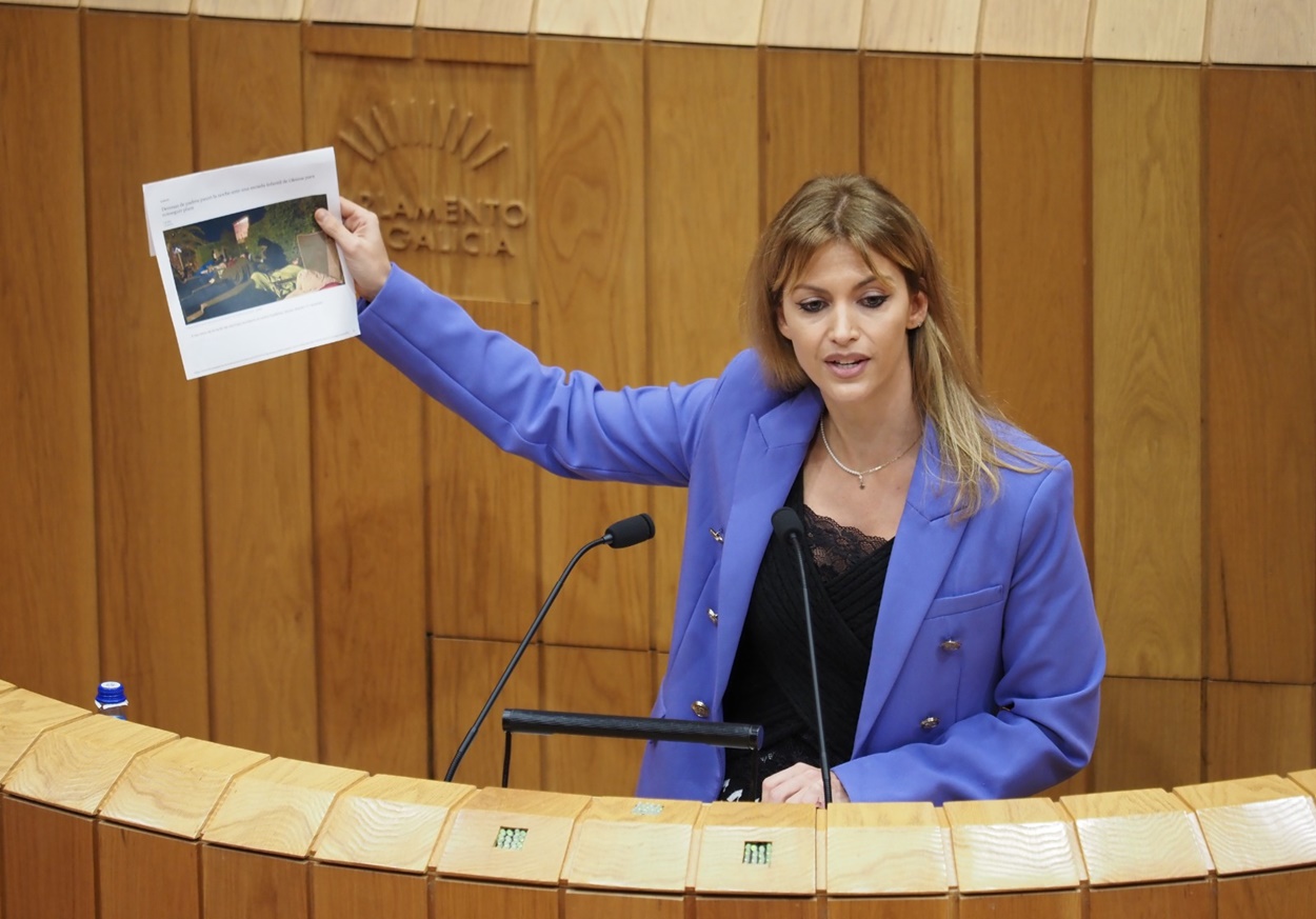 La diputada socialista Marina Ortega durante su intervención en el Parlamento de Galicia (Foto: PSdeG).