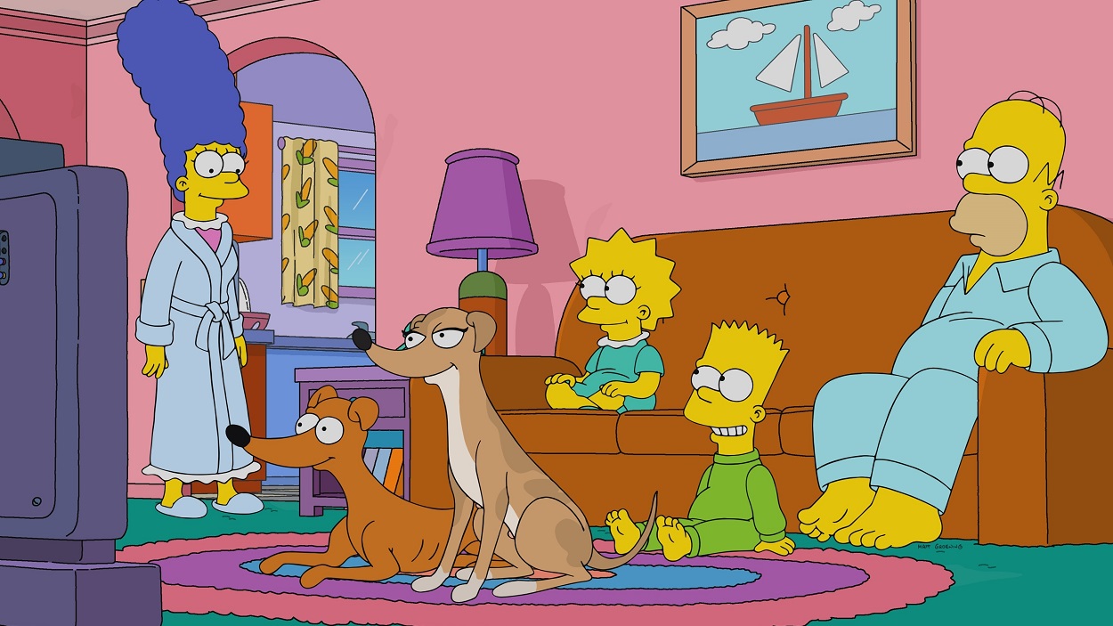Los Simpson en el salón de su casa en Springfield. EP