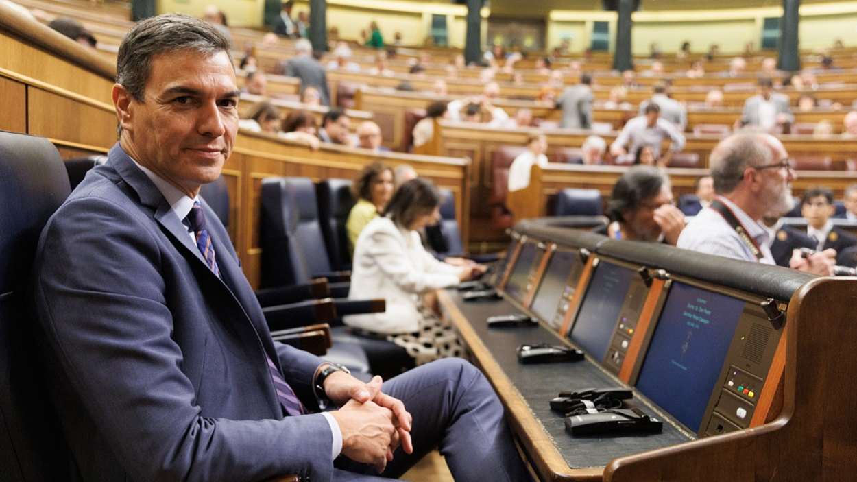El presidente del Gobierno, Pedro Sánchez, en una sesión plenaria en el Congreso. EP