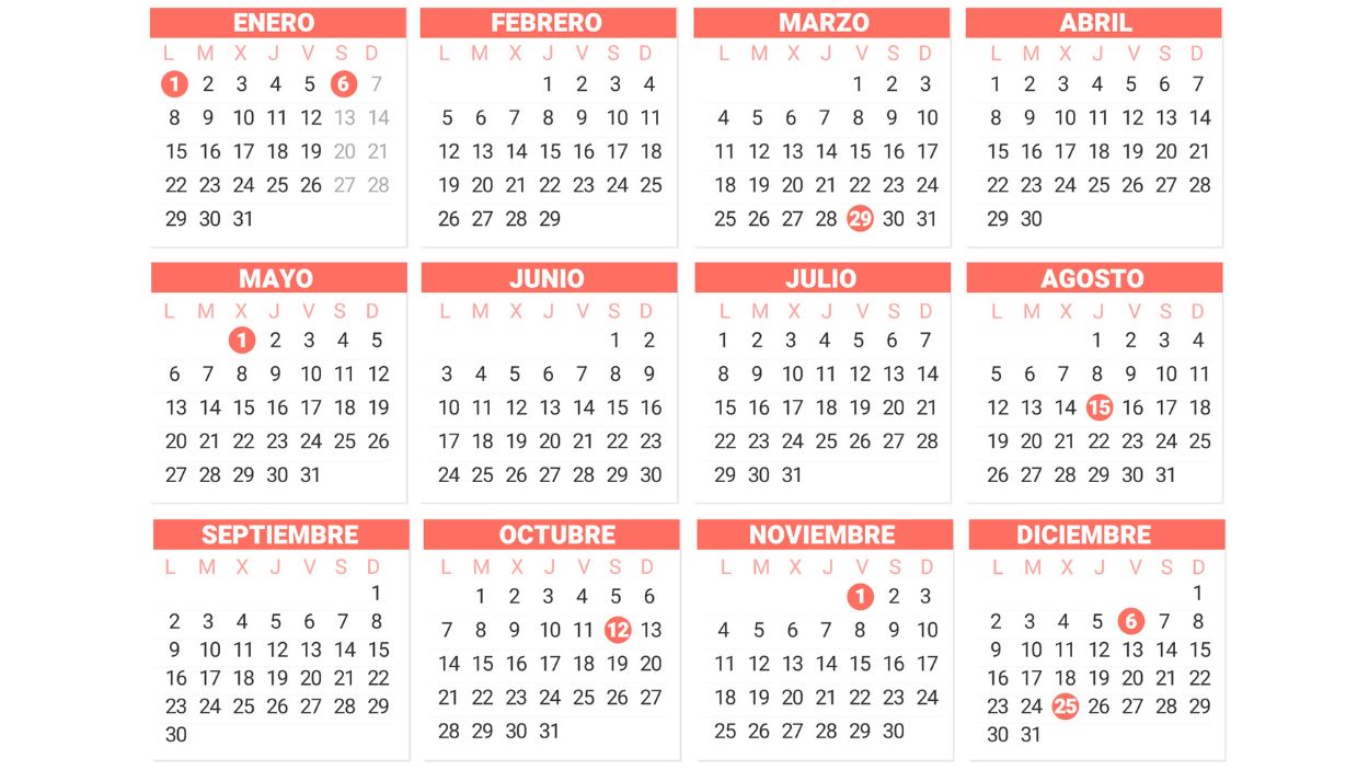 Calendario laboral de España en 2024. EP