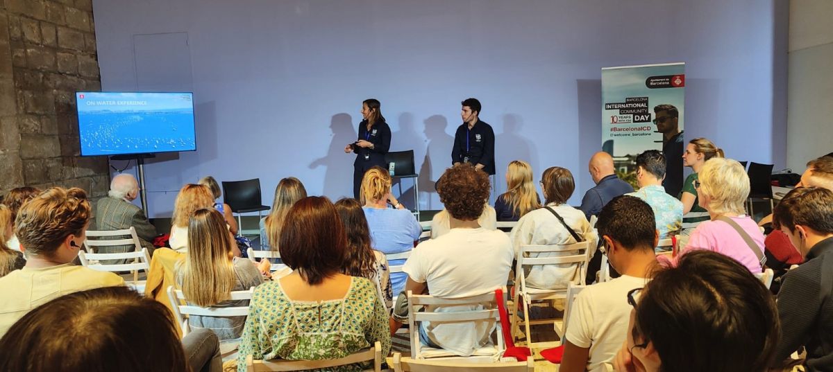 Eva Pizà y Xavier Prat, durante el panel celebrado en el marco del Barcelona International Community Day