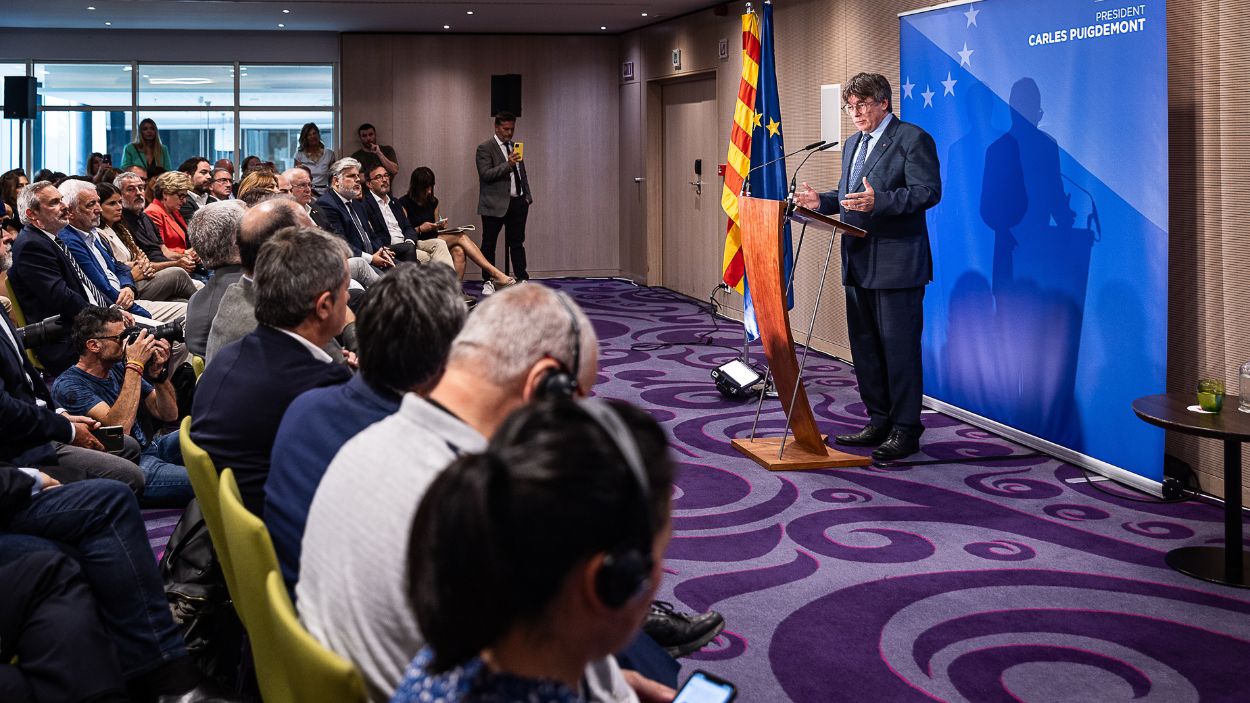 Carles Puigdemont, en rueda de prensa. EP