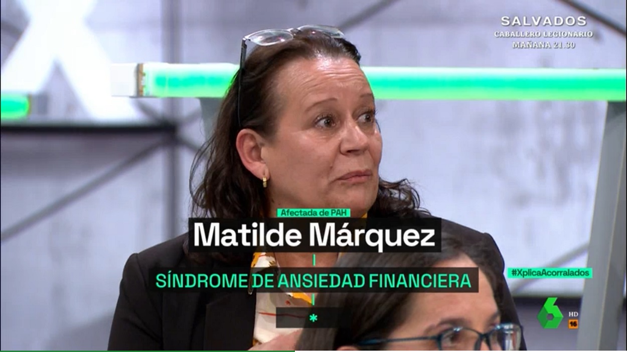 Matilde Márquez, afectada por el desahucio de su vivienda, en laSexta Xplica. La Sexta