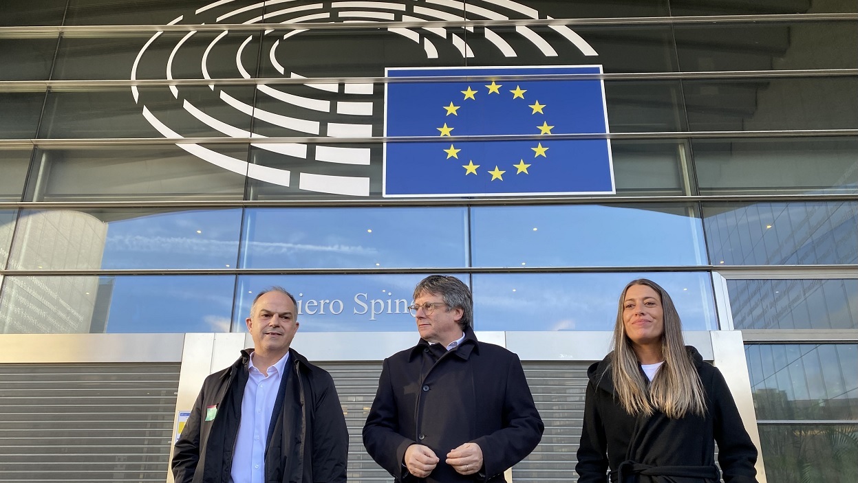 Jordi Turull, Carles Puigdemont y Laura Borràs. EP