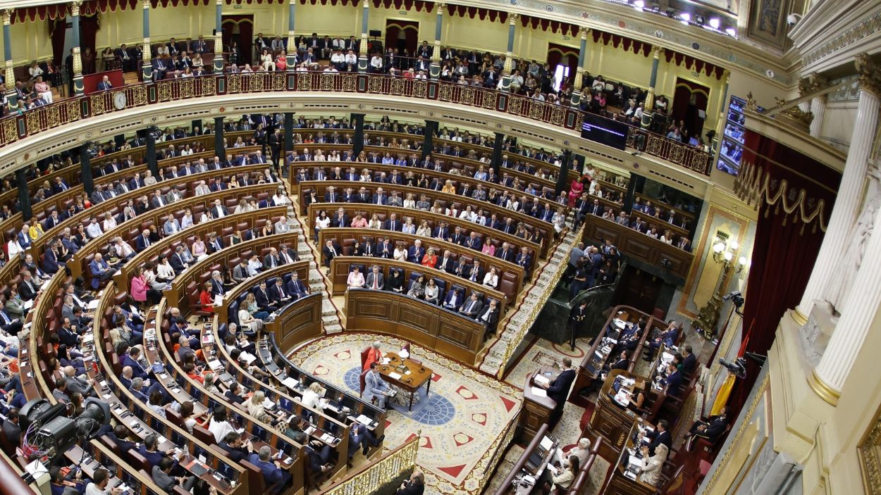 Plano general del hemiciclo del Congreso, con los diputados en sus escaños. EP