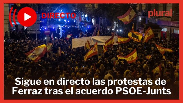 Nueva jornada de protestas en Ferraz contra la amnistía, en directo