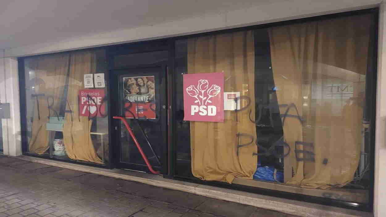 Ataques a la sede del PSOE en Bruselas. Foto: PSOE Bruselas