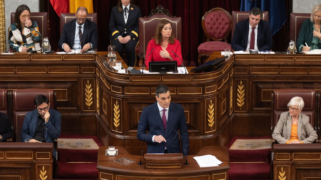 El presidente del Gobierno en funciones, Pedro Sánchez, interviene en el debate de investidura. EP. 