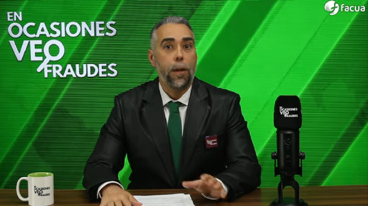 El fundador de FACUA, Rubén Sánchez, en 'En Ocasiones Veo Fraudes'. YouTube.
