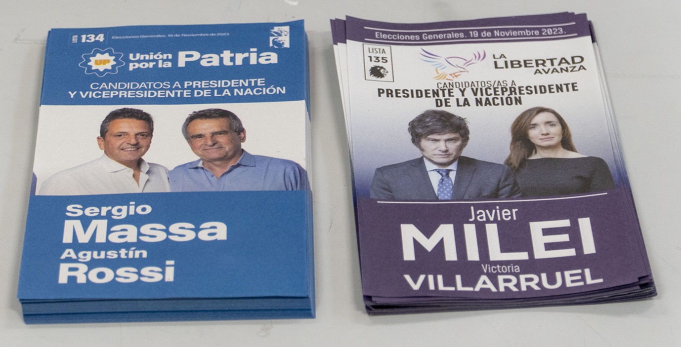 Papeletas de Sergio Massa y Javier Milei. EP.