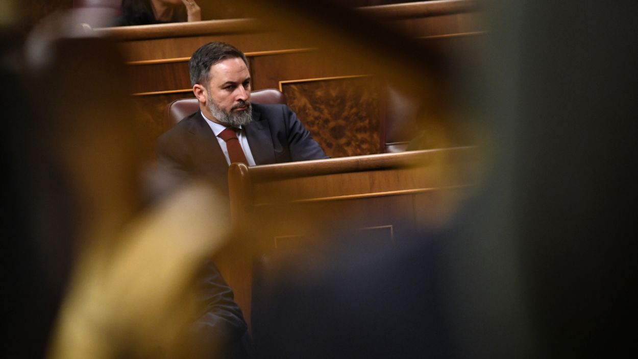 El líder de Vox, Santiago Abascal, en el Congreso de los Diputados. EP.