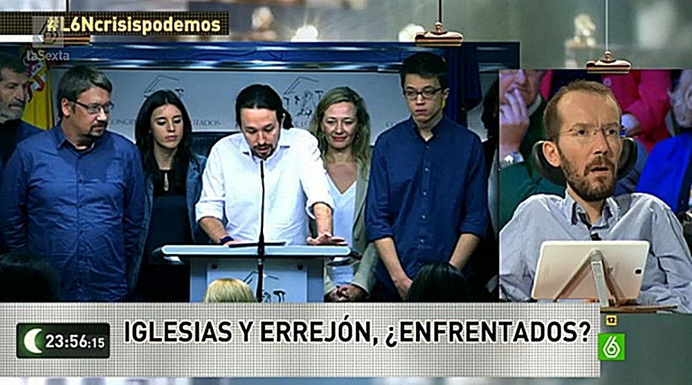 Momento de la intervención de Echenique en La Sexta Noche.