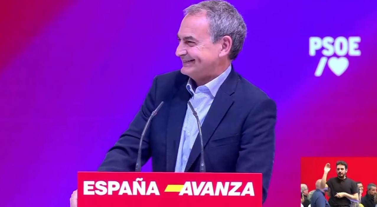 José Luis Rodríguez Zapatero, durante el acto de este domingo. PSOE.