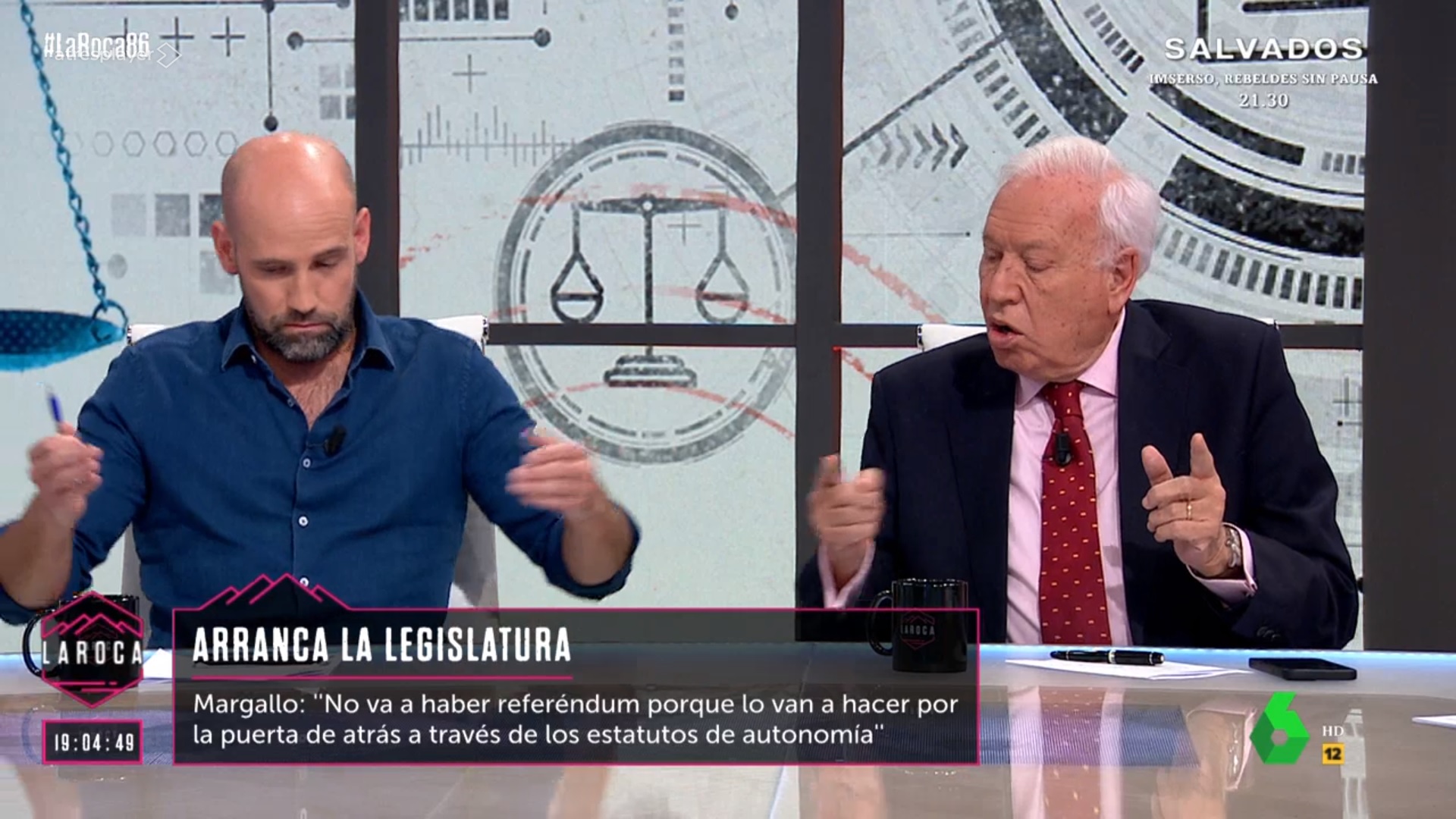 Gonzalo Miró y José Manuel García Margallo en 'La Roca'. Atresmedia.