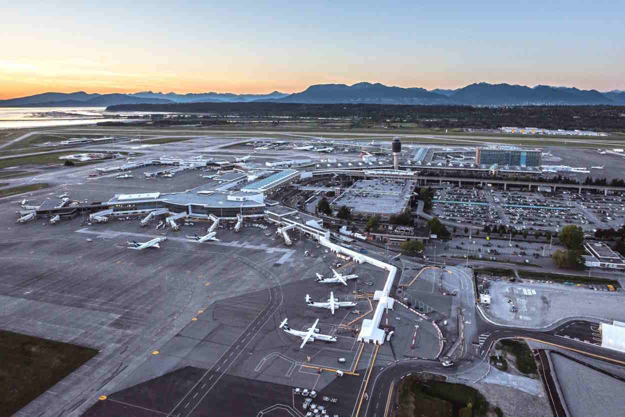 Foto aérea del aeropuerto de Vancouver (Canadá)
