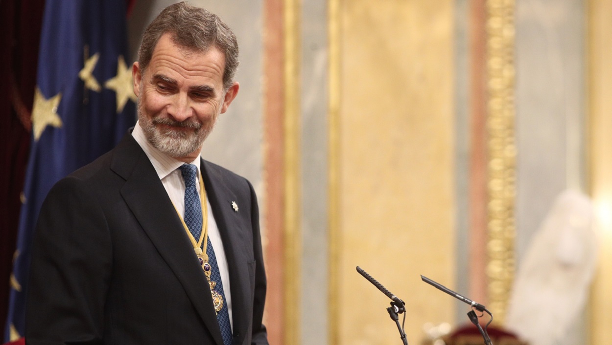 Felipe VI, durante su discurso en la Apertura Solemne de la XIV Legislatura. EP.