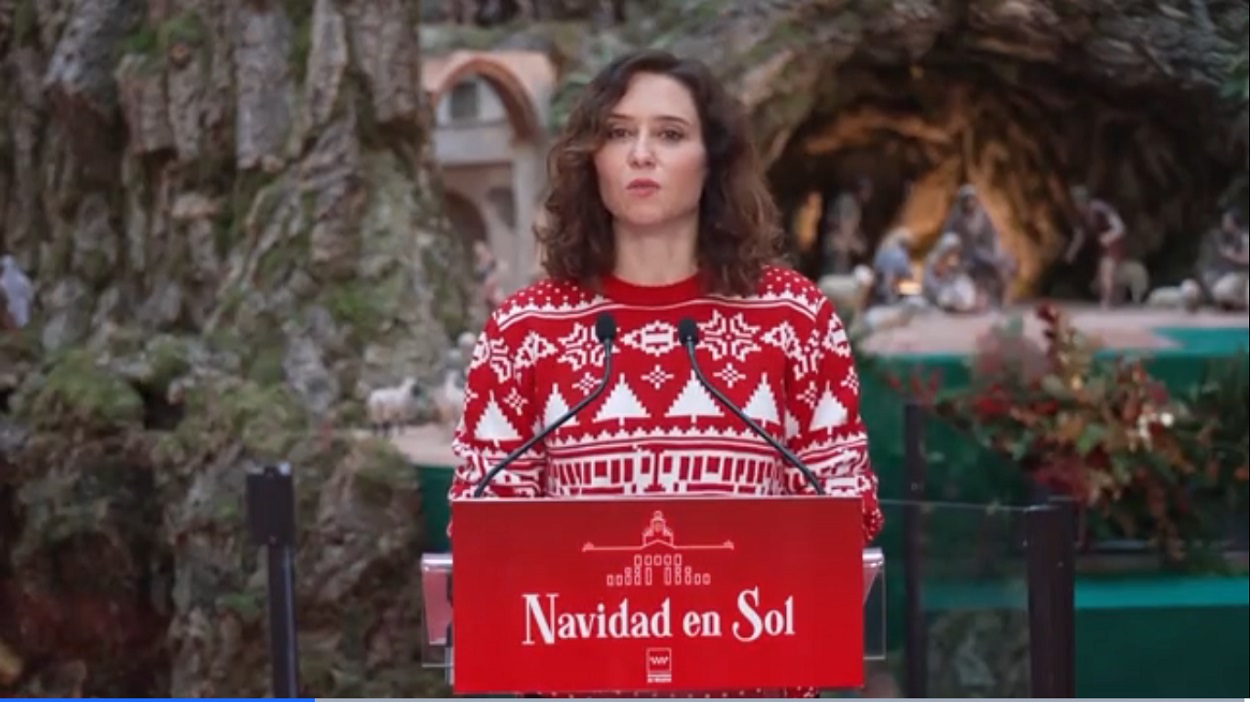 Isabel Díaz Ayuso en la inauguración del belén de la Puerta del Sol. Telemadrid