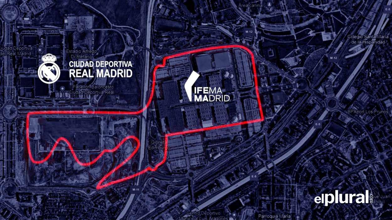 Recorrido aproximado del circuito de Fórmula 1 en Madrid. Jesús Olmedo