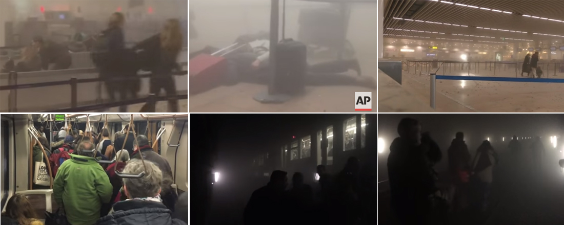 Montaje con capturas de vídeos grabados por los supervivientes de los atentados de Bruselas