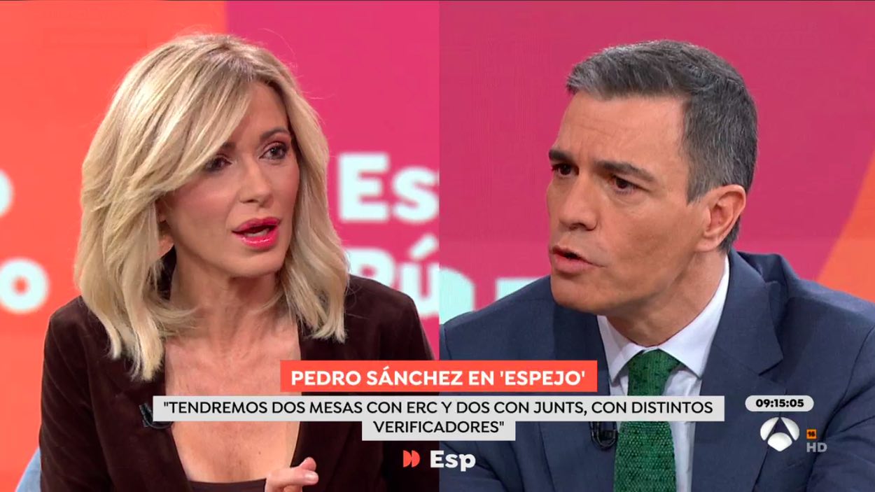 Los 4 enganchones entre Pedro Sánchez y Susanna Griso en 'Espejo Público'. Atresmedia Televisión