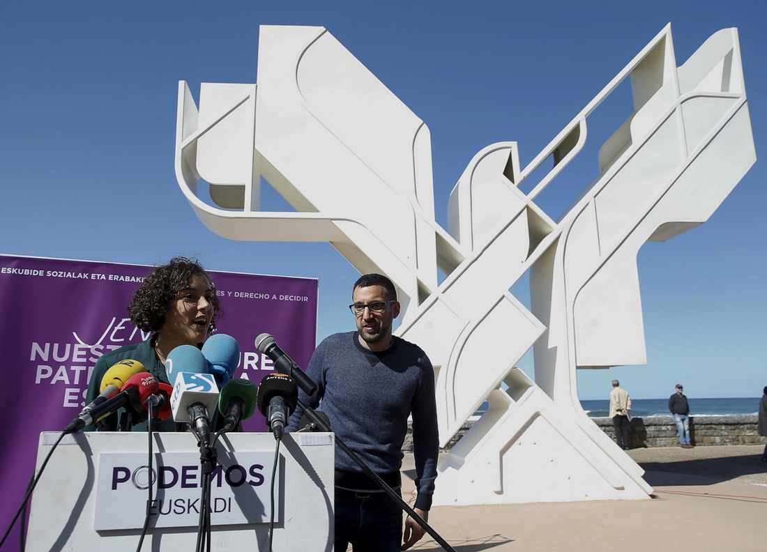 La secretaria general de Podemos Euskadi, Nagua Alba, en su discurso por el Aberri Eguna. 