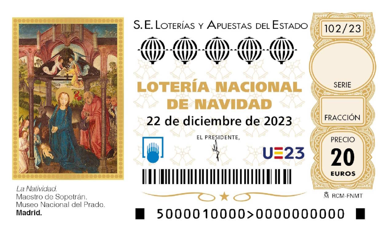 Décimo de la Lotería de Navidad 2023, con 'La Natividad', del artista flamenco Maestro de Sopetrán