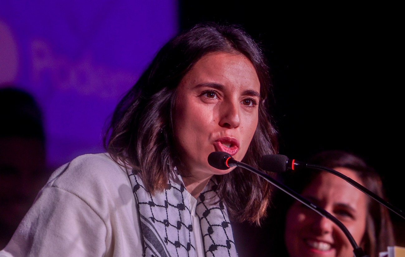 Irene Montero durante el acto en el que se ha anunciado su candidatura a las elecciones europeas