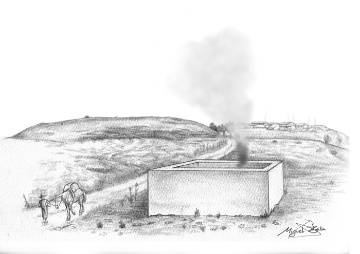 Reconstrucción de cómo podría haber sido el edificio funerario encontrado en Caraca Reconstrucción de cómo podría haber sido el edificio funerario encontrado en Caraca