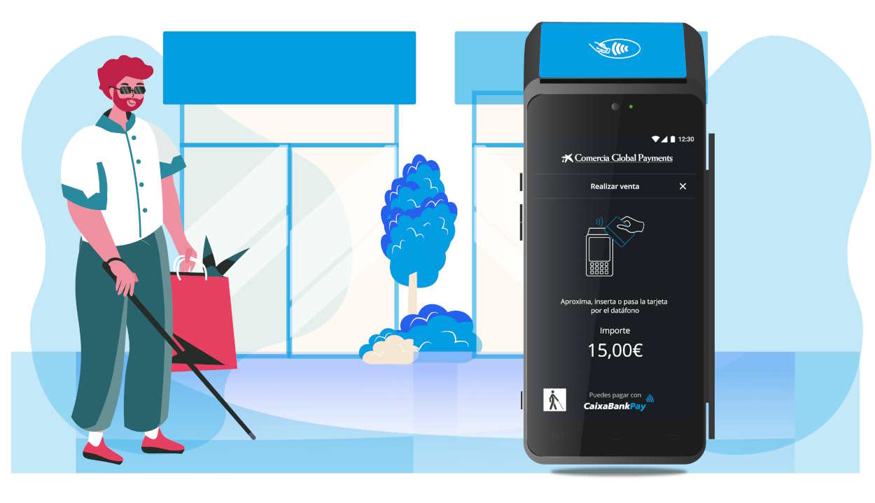 CaixaBank y ONCE mejoran la accesibilidad de los TPV táctiles de la entidad para las personas ciegas