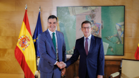 Pedro Sánchez y Alberto Núñez Feijóo durante la ronda de contactos para la investidura. EP