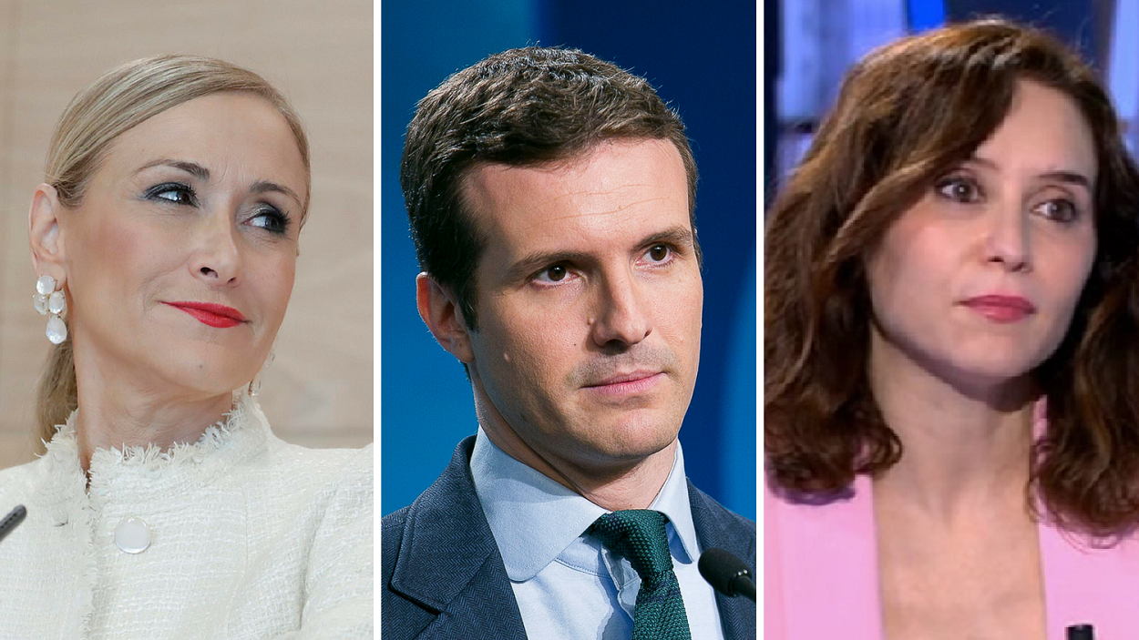 Cristina Cifuentes, Pablo Casado e Isabel Díaz Ayuso. Elaboración propia.