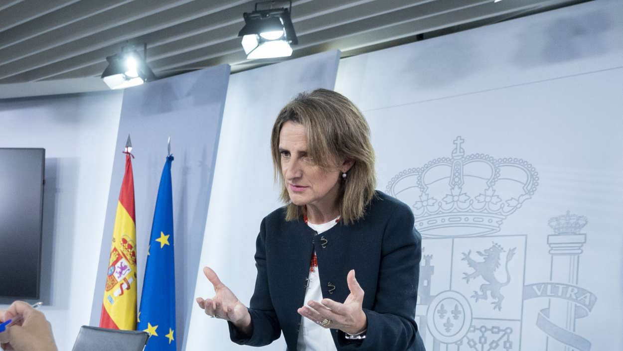 Teresa Ribera, vicepresidenta tercera y ministra para la Transición Ecológica, en una rueda de prensa posterior al Consejo de Ministros. EP