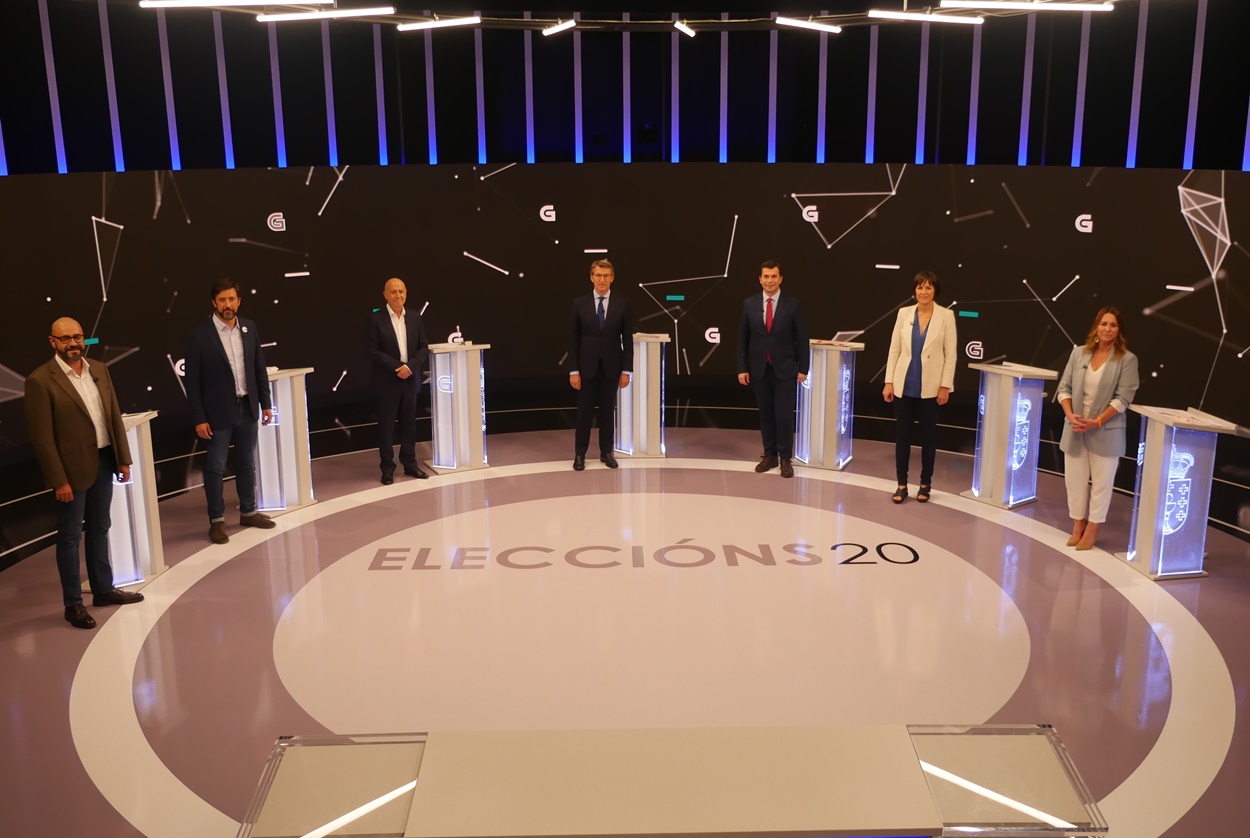 Imagen del debate electoral a 7 celebrado en la Televisión de Galicia con motivo de las elecciones de julio de 2020 (Foto: Europa Press).