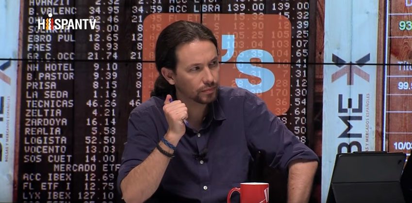 Pablo Iglesias durante un programa de Fort Apache, de Hispan TV