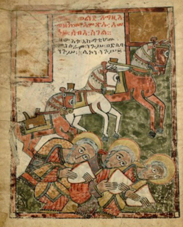 Baltasar y sus mágicos compañeros representados en textos sagrados etíopes