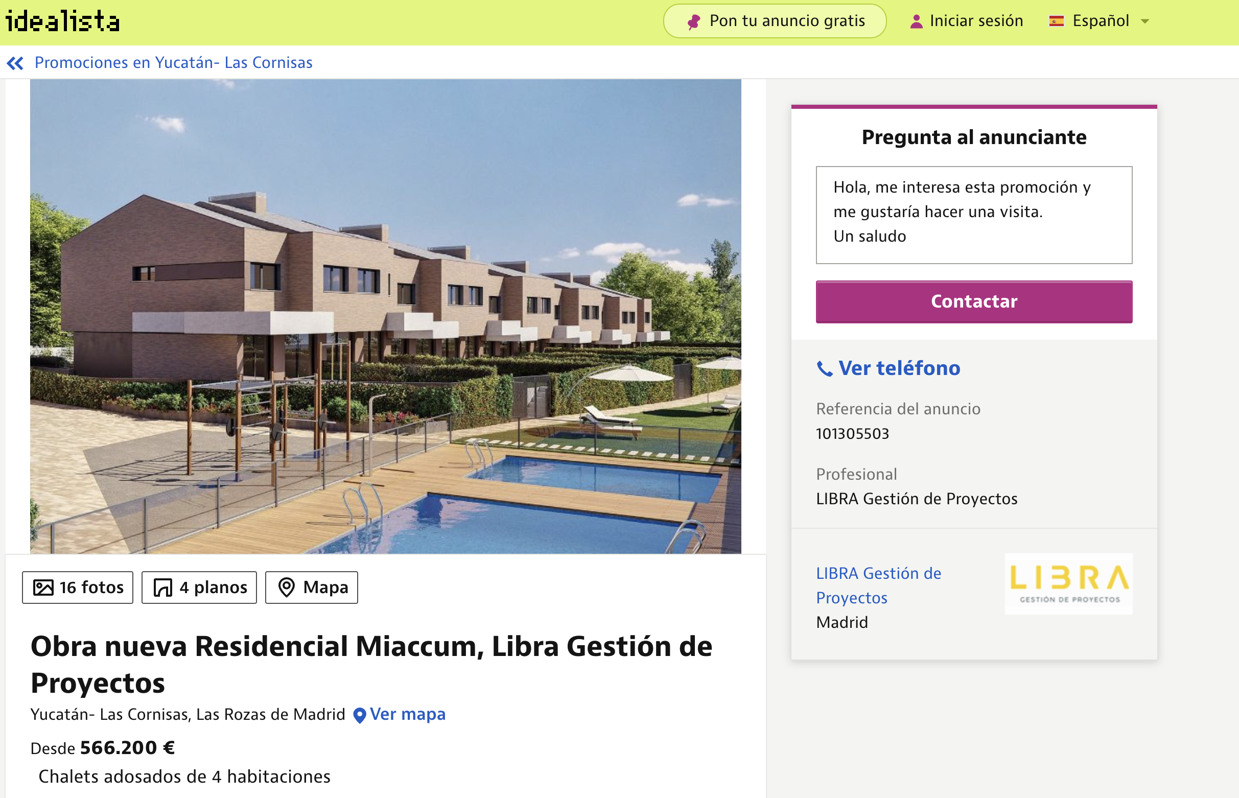 Anuncio de Idealista sobre la promoción Residencial Miaccum. EP