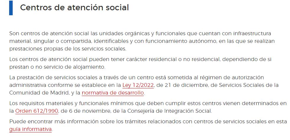 Centros de Atención Social de la Comunidad de Madrid Centros de Atención Social de la Comunidad de Madrid