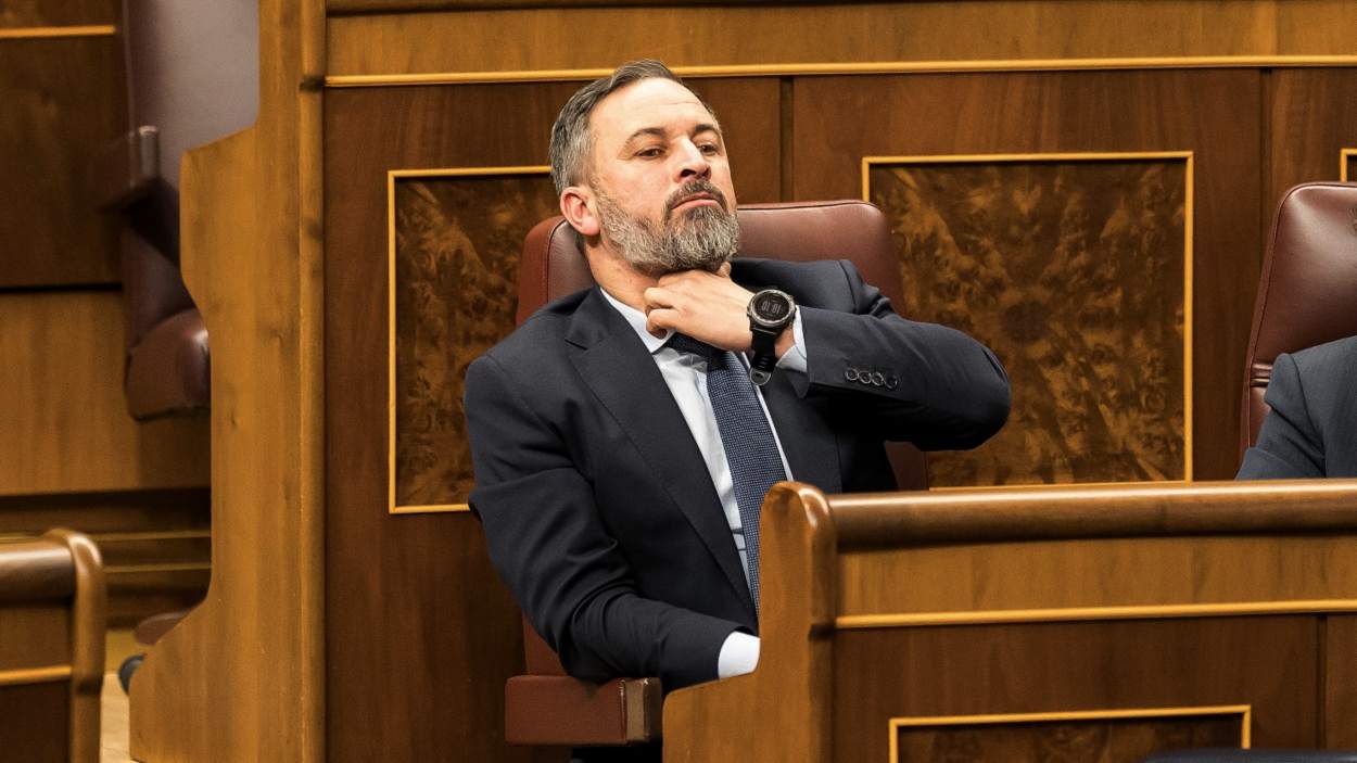 Santiago Abascal, líder de Vox, en un pleno en el Congreso. EP