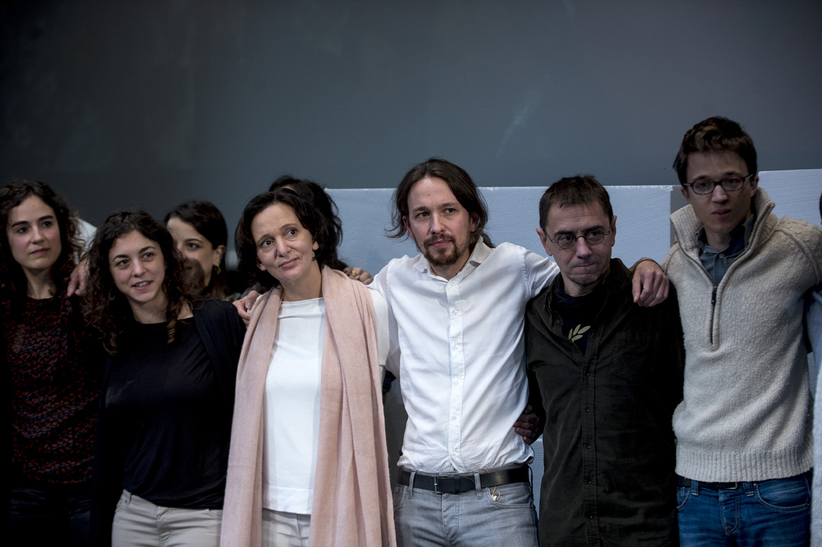 Dirigentes de Podemos durante un acto de campaña