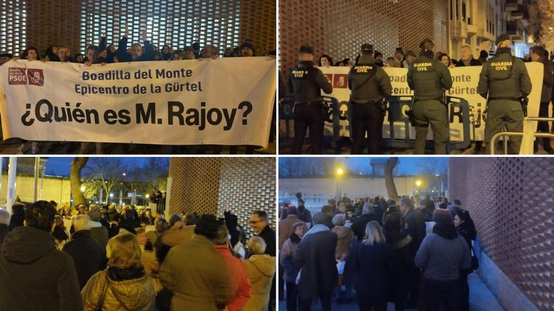 Diferentes imágenes de la manifestación en Boadilla del Monte contra Rajoy.