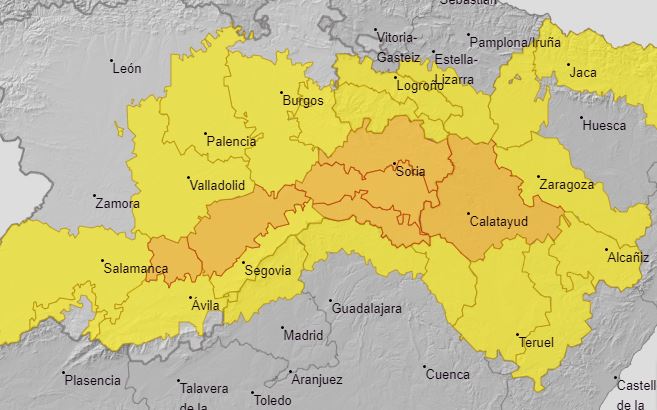 Previsión de nevadas de la AEMET.