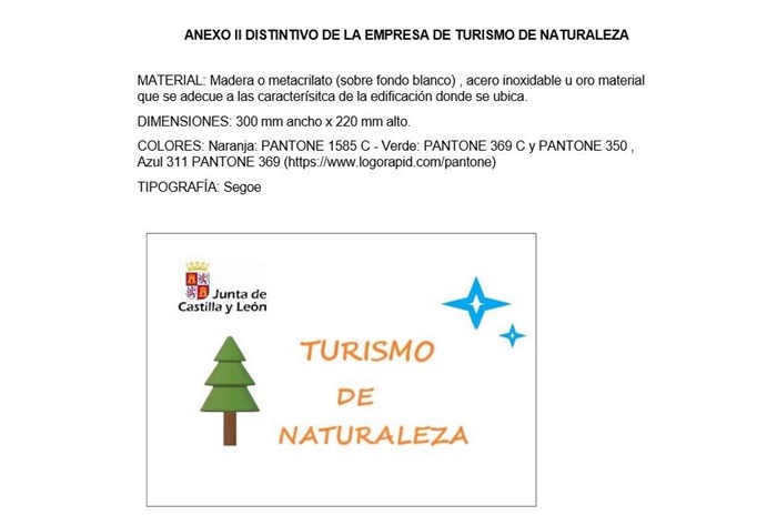 Distintivo de la empresa de turismo de naturaleza de Castilla y León Distintivo de la empresa de turismo de naturaleza de Castilla y León