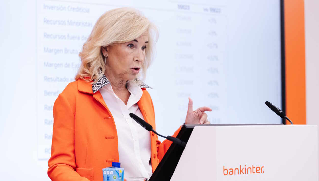 La nueva presidenta de Bankinter, María Dolores Dancausa, en la última presentación de resultados. EP